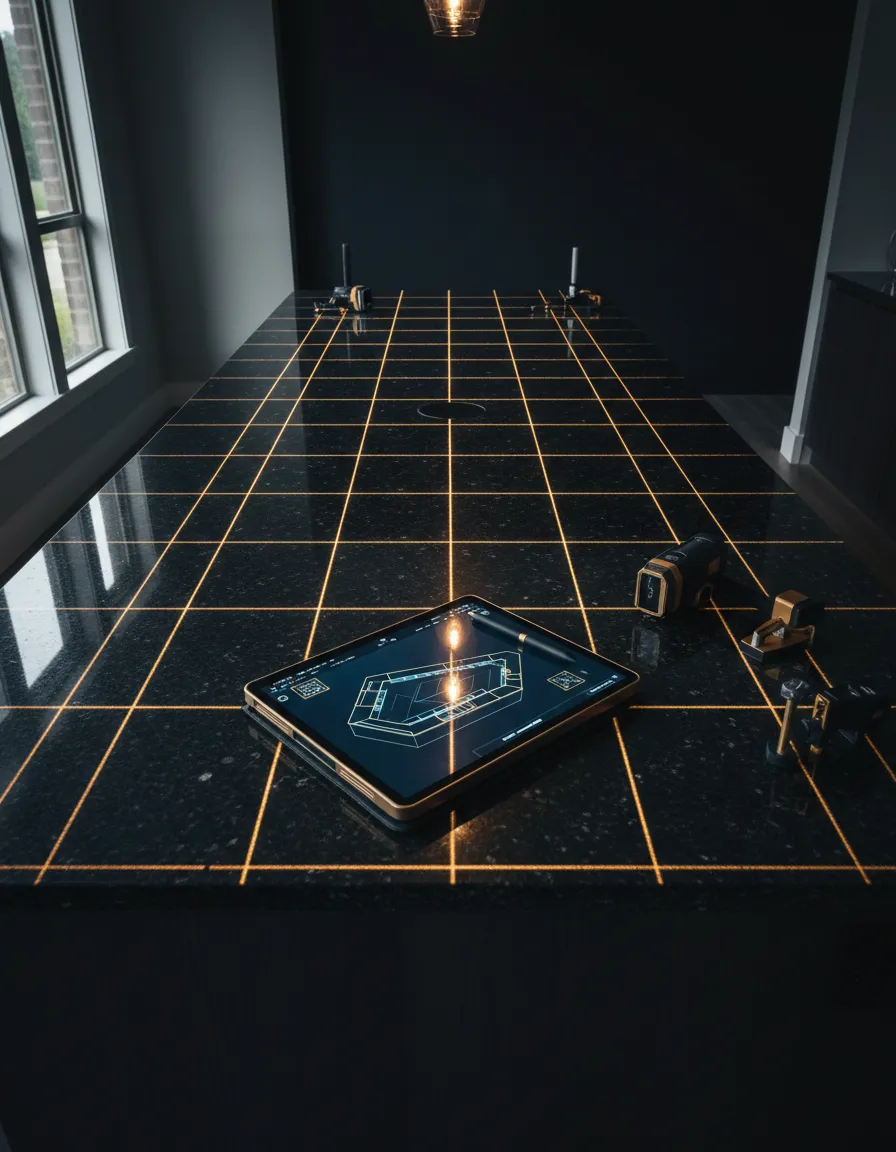 Digital templating of granite countertops in Atascocita kitchen
