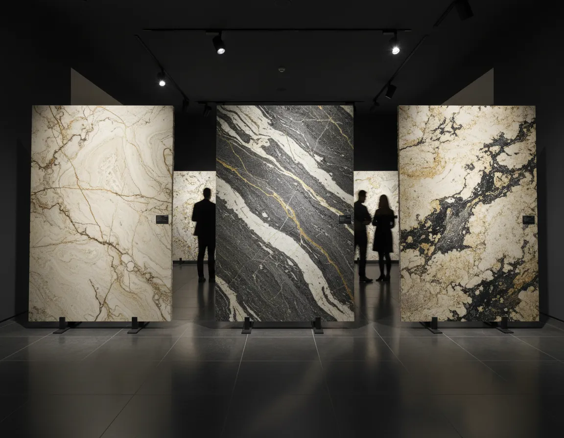 Selecting the perfect granite slab with unique veining patterns for custom countertops