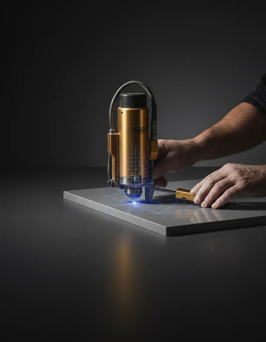 Master craftsman performing exact quartz fabrication