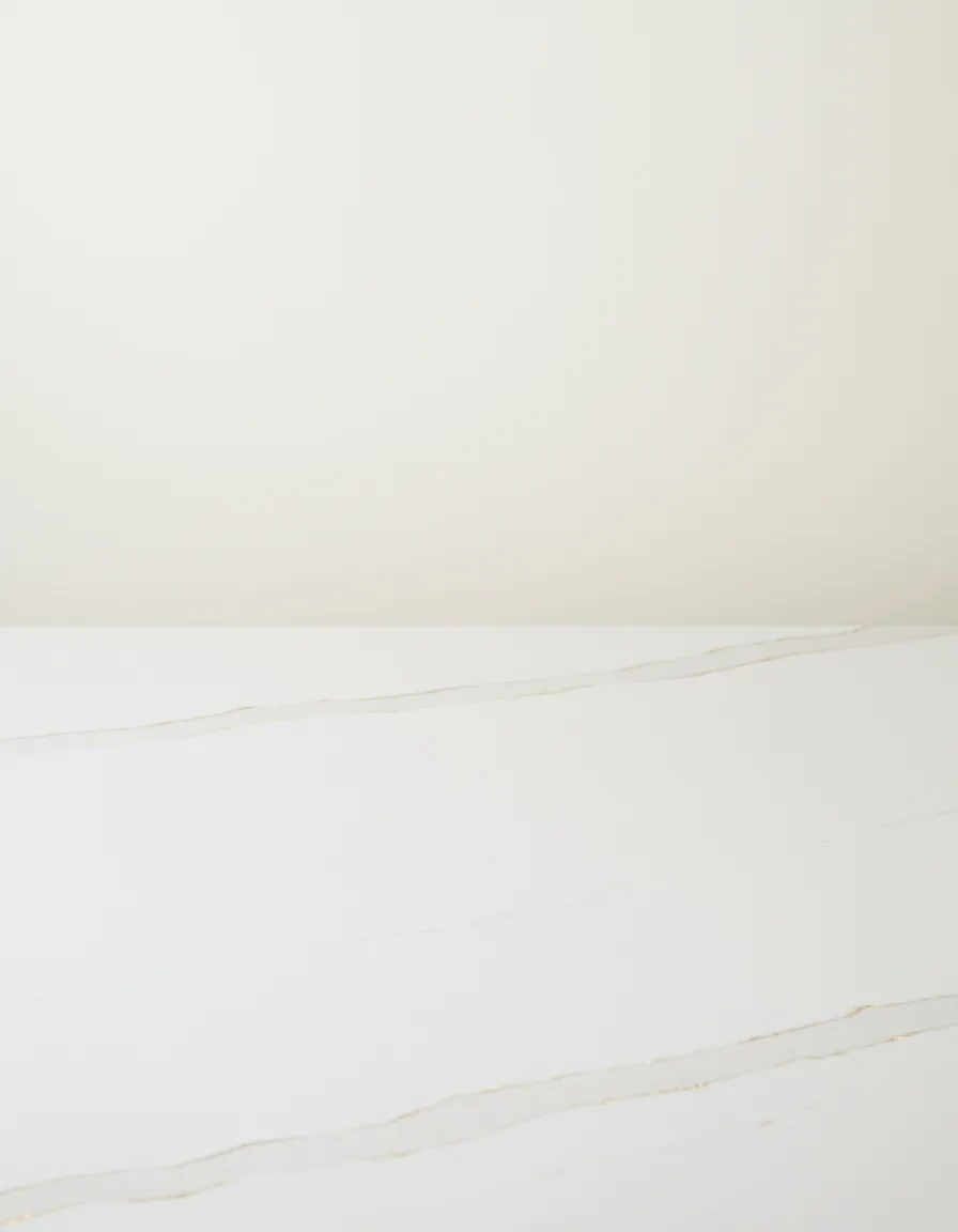 Pristine white quartz countertop showing its low maintenance properties
