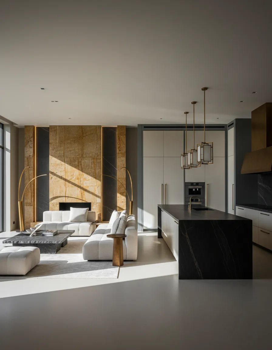 Luxurious home interior remodel in Katy, Texas featuring high-end architectural stone