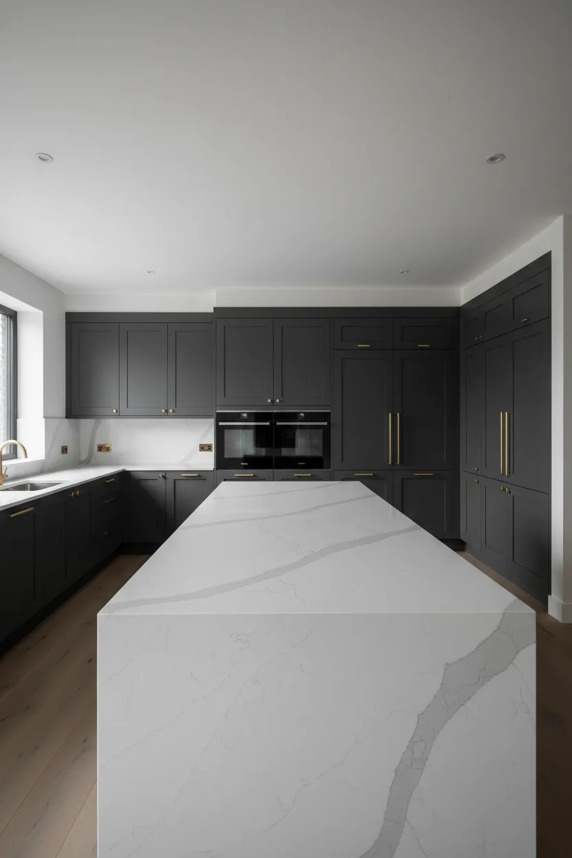 Pristine finished custom quartz kitchen installation