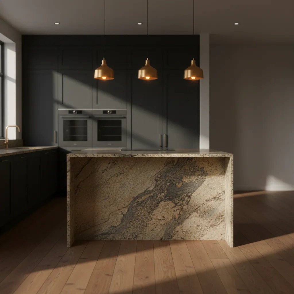 Luxurious natural stone granite countertops in a beautifully remodeled Porter kitchen