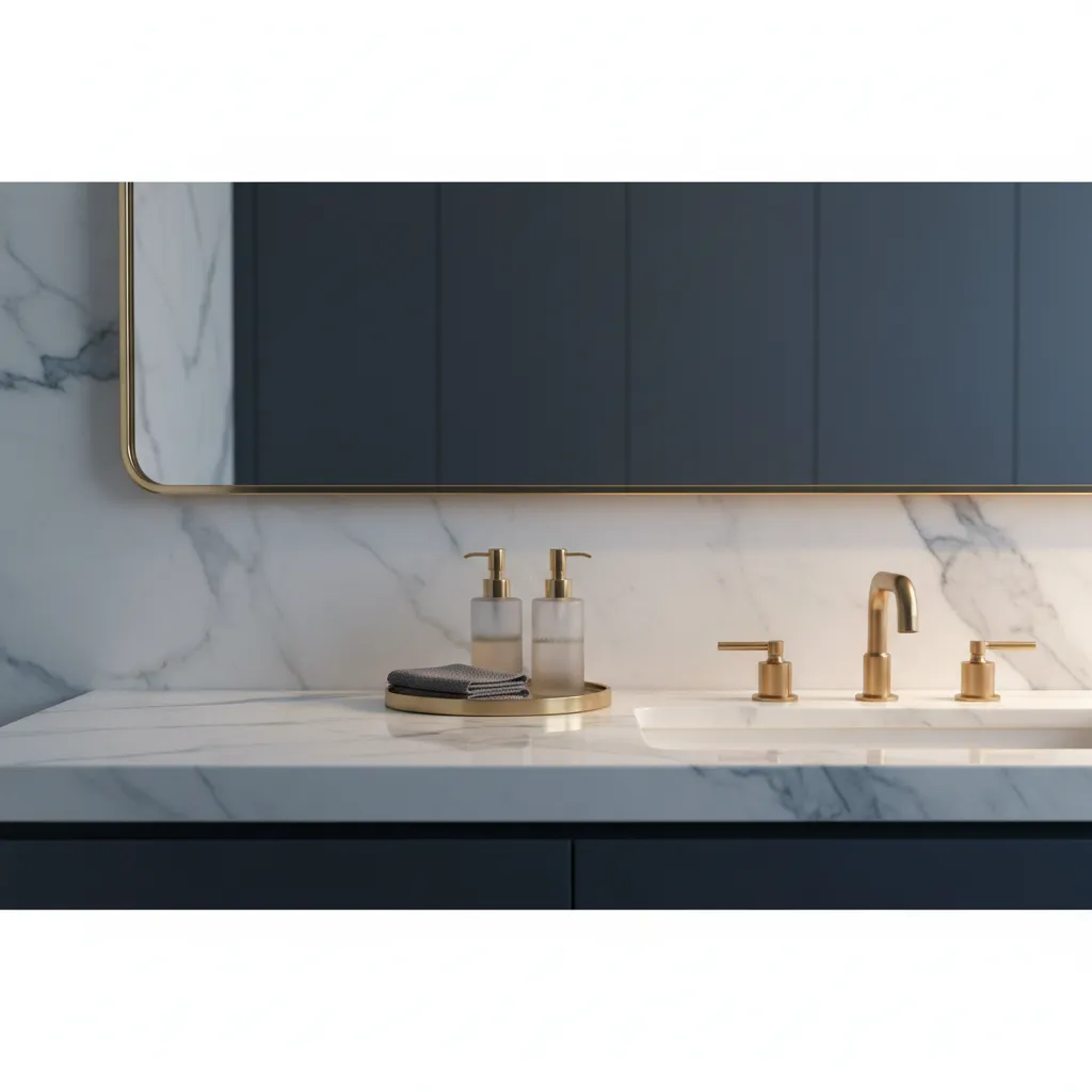 Luxurious marble bathroom vanity surface