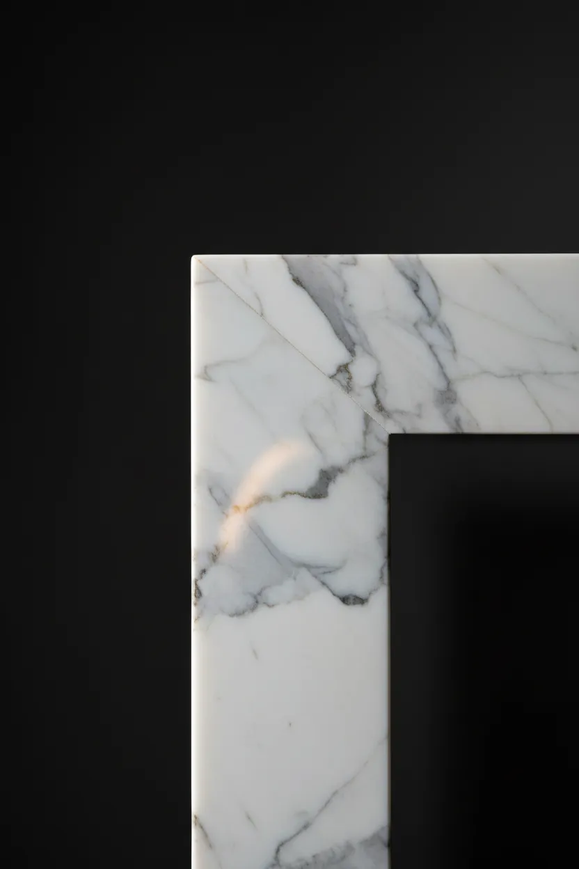 Vertical crop of a high-end luxury marble installation