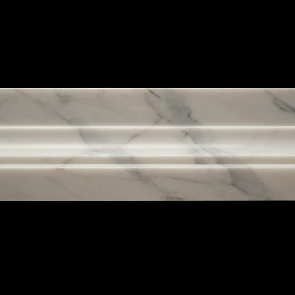 Close up of high end custom marble countertop edge detailing