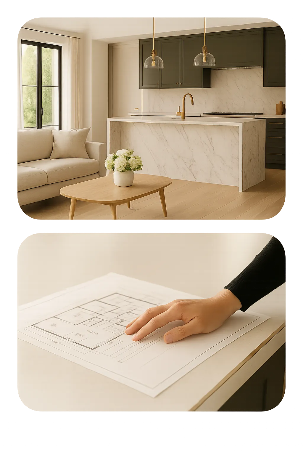 A premium remodeled kitchen space showcasing high-end countertops, suited for a Lake Conroe home