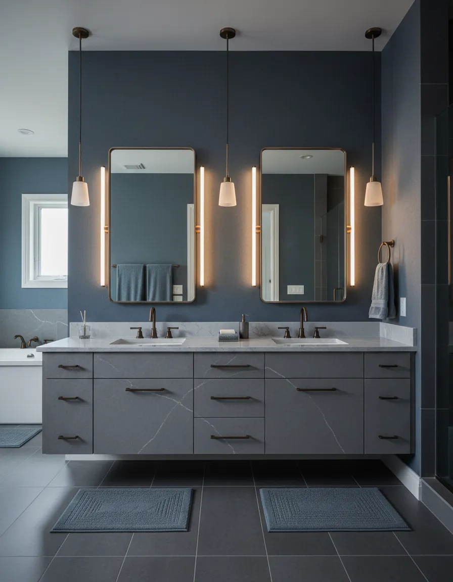 Luxurious quartz bathroom vanity