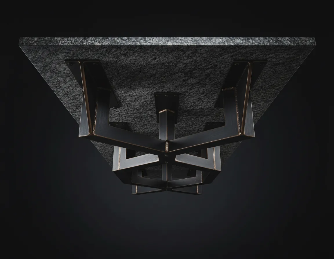 Structural steel reinforcement under a granite kitchen island