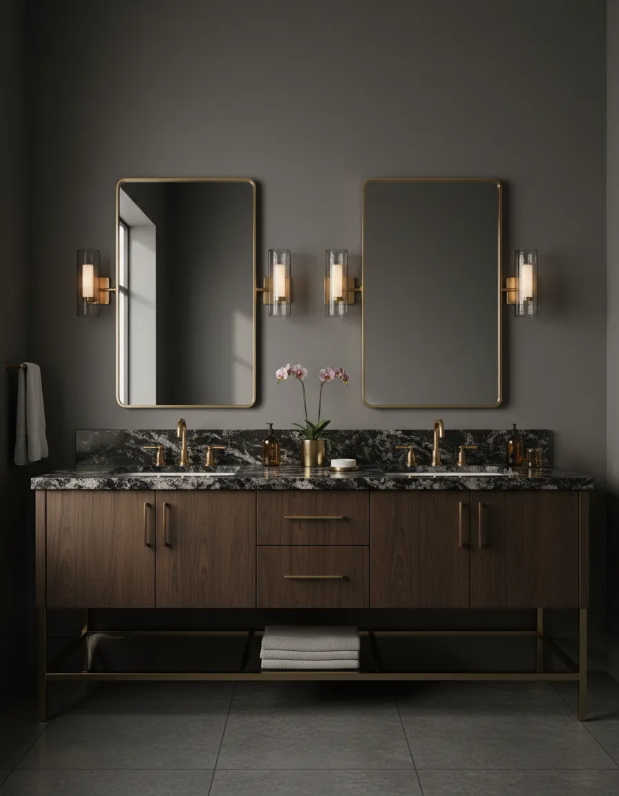 Luxurious bathroom granite vanity upgrade in Kingwood residence