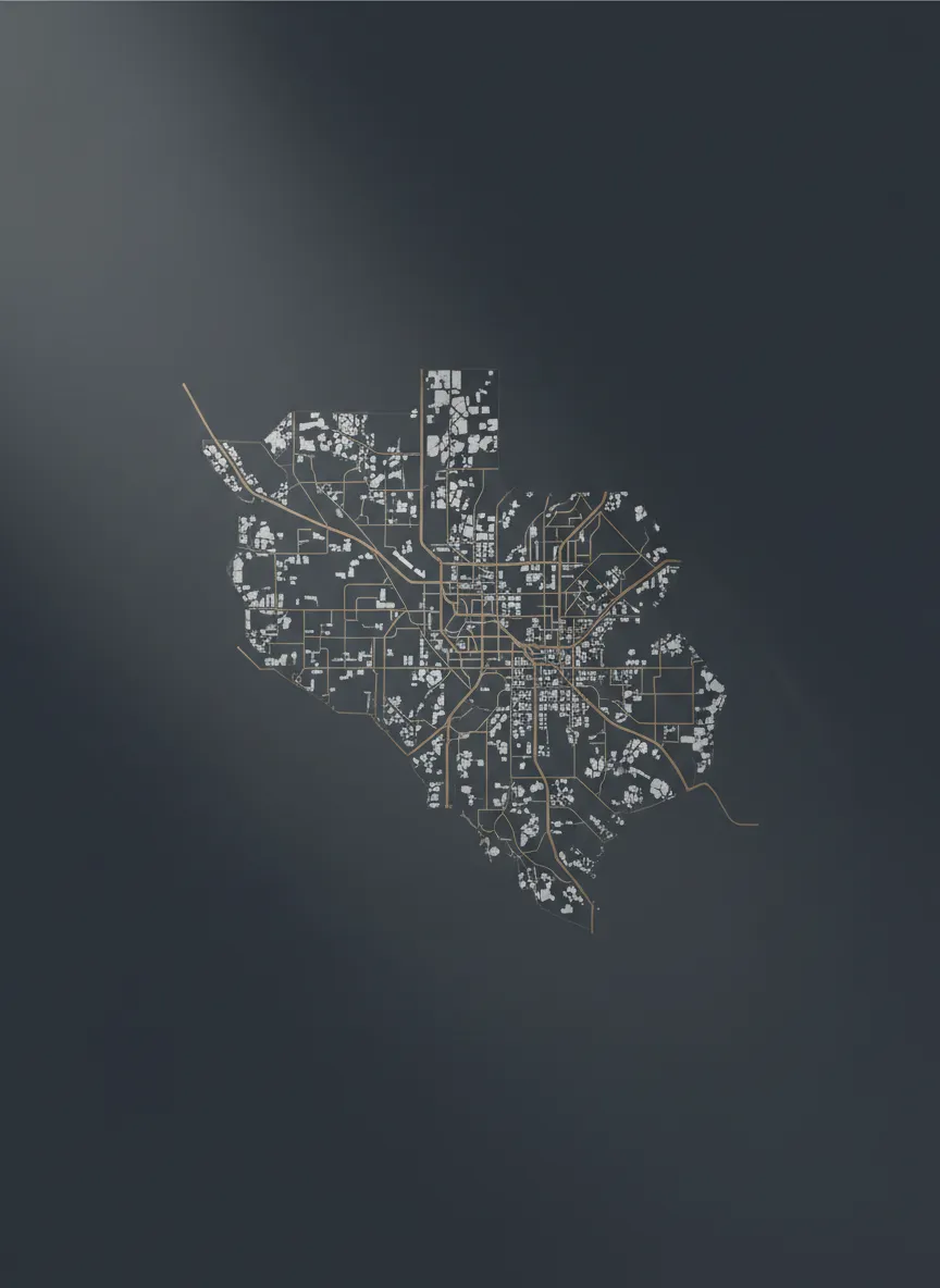 Abstract architectural map of Greater Houston quartz installation service areas