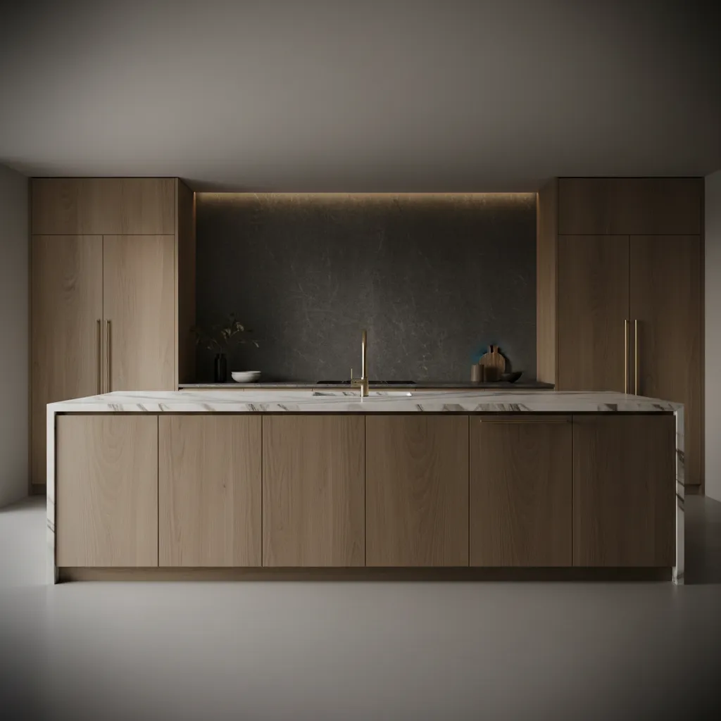 Elegant white marble island with soft veining