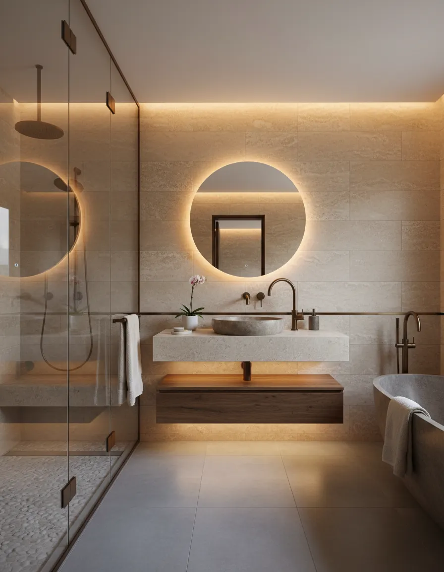Spa-like Kingwood bathroom remodel with custom stone