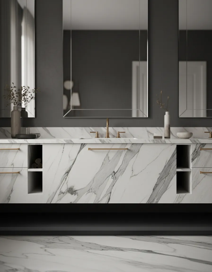 Luxurious marble countertops installed in a sophisticated Conroe residence