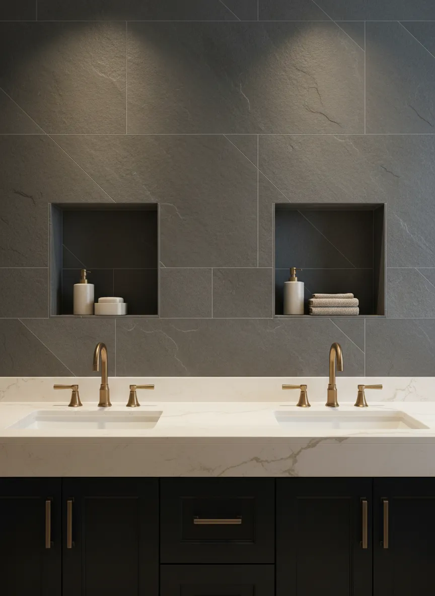 Luxury bathroom remodel highlighting precision tile slope and waterproofing