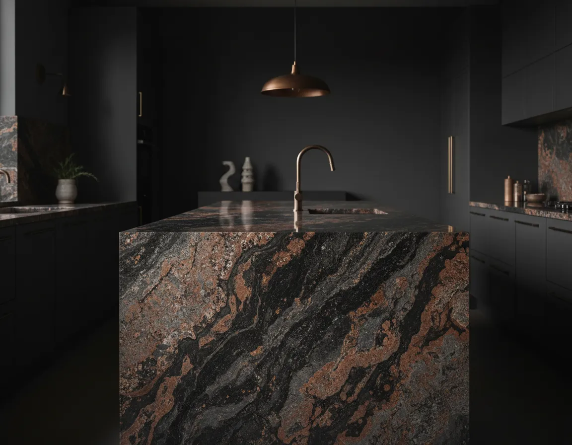Natural Granite Slabs Displaying Unique Mineral Deposits and Heat Resistance