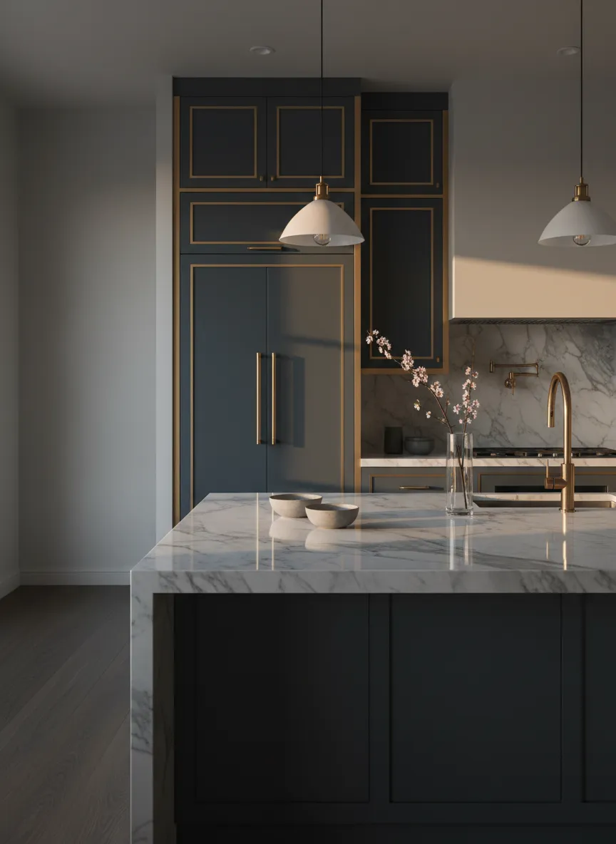 Editorial lifestyle portrait of a high-end luxury kitchen remodel in Spring TX