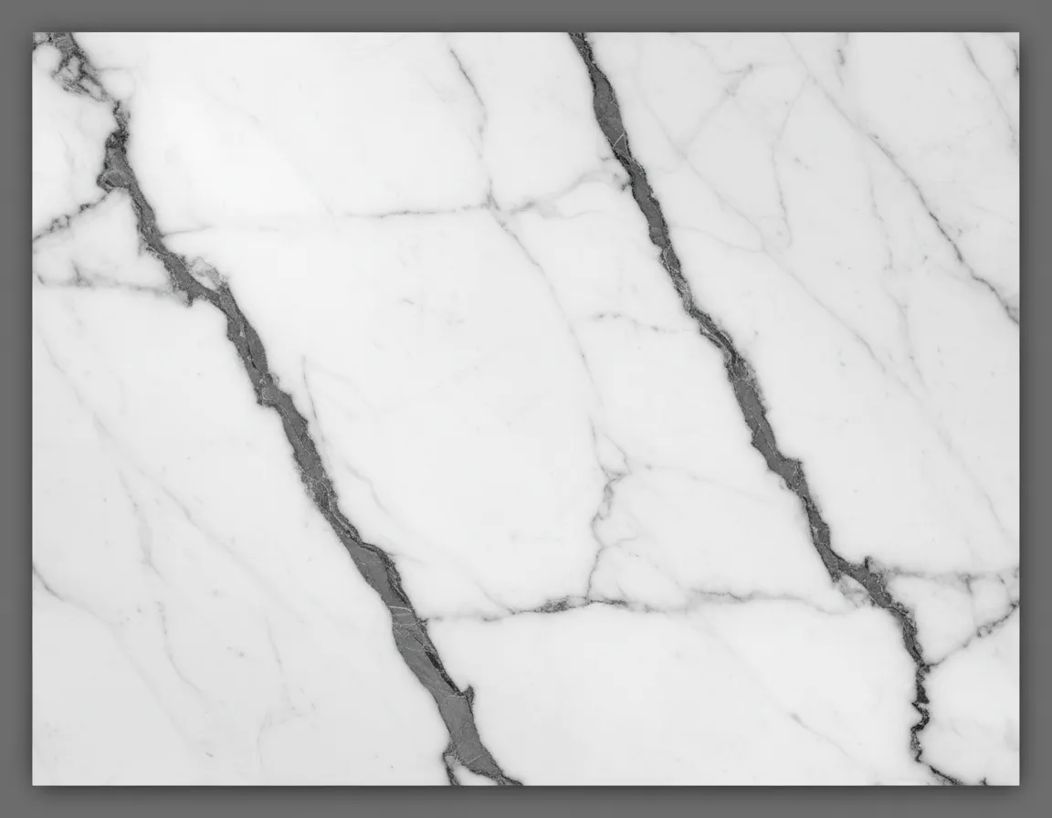 Statuario marble slab sample with distinct heavy gray veins