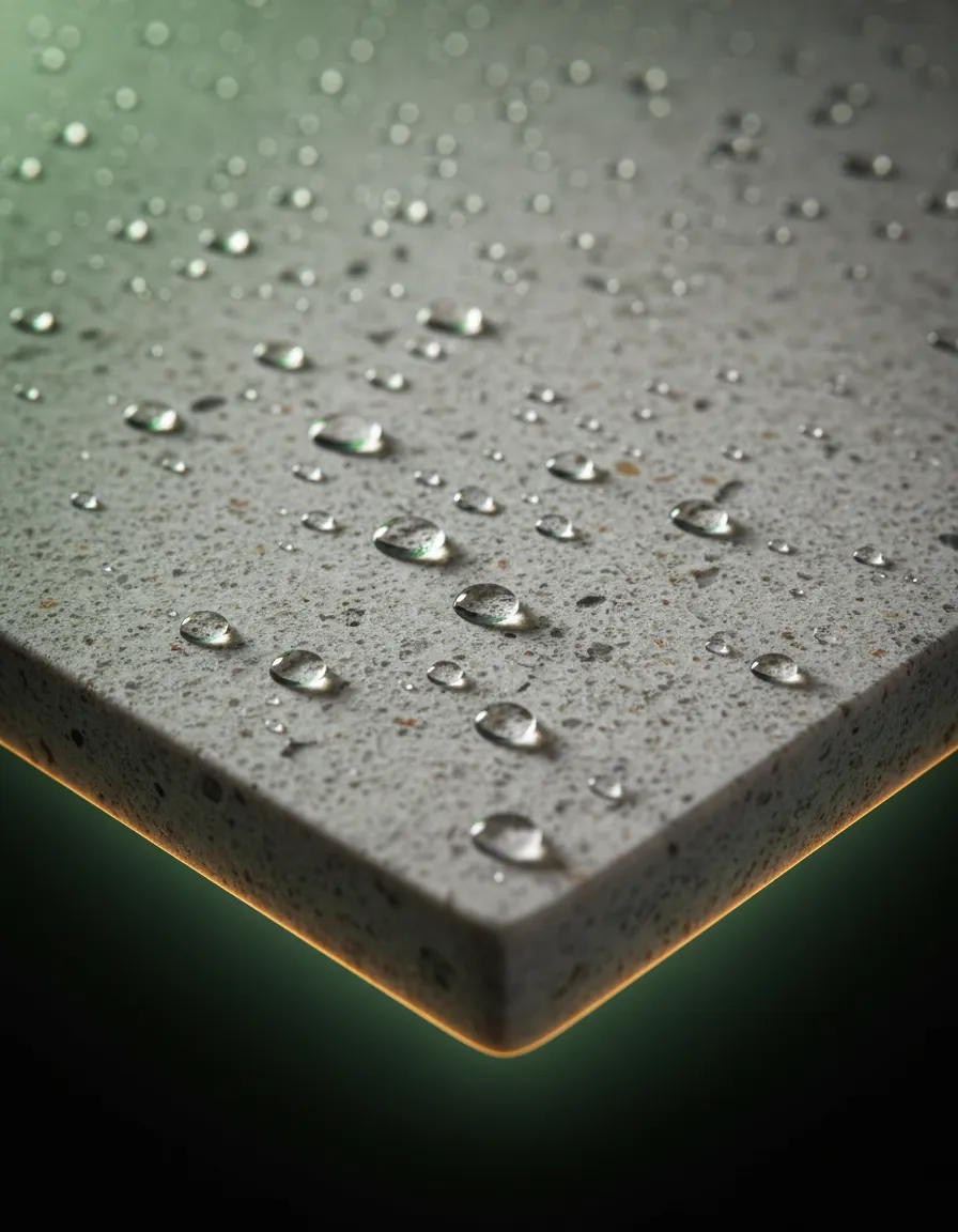 Macro detail of mold-resistant quartz surface