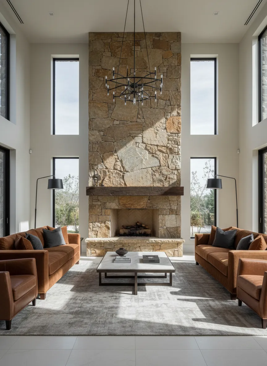 Luxury open-concept kitchen and stone installation in Carlton Woods