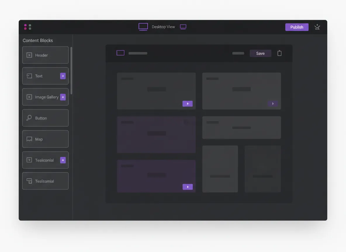Website builder drag and drop interface