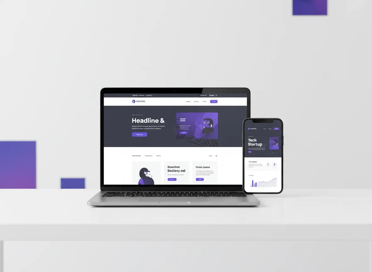 Mockup of small business website designs on laptop and phone