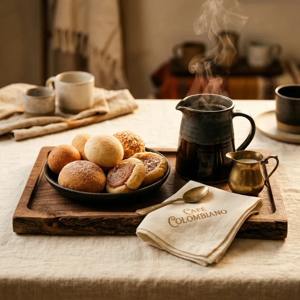 SARIVA premium artisanal catering setup with Colombian coffee and pastries