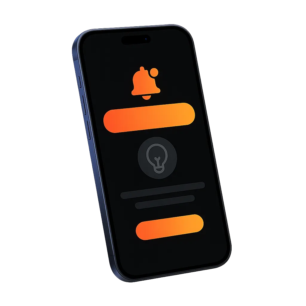Dynamic composite image showing a smartphone receiving a new 2-minute insight notification