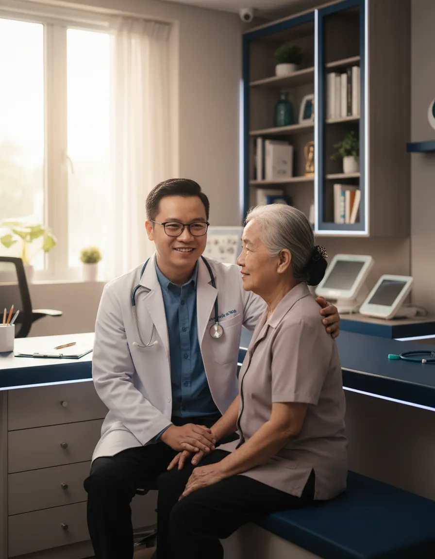 Bác sĩ Nguyễn Minh Tú tận tâm thăm khám bệnh nhân