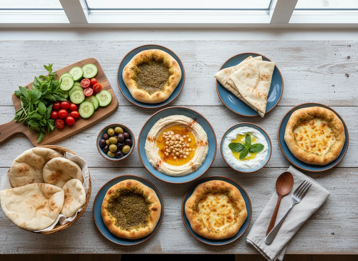 AlTayeb Restaurant Lebanese breakfast spread in Dearborn