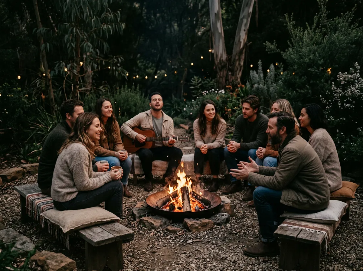 A warm communal circle enjoying fellowship and open discussion