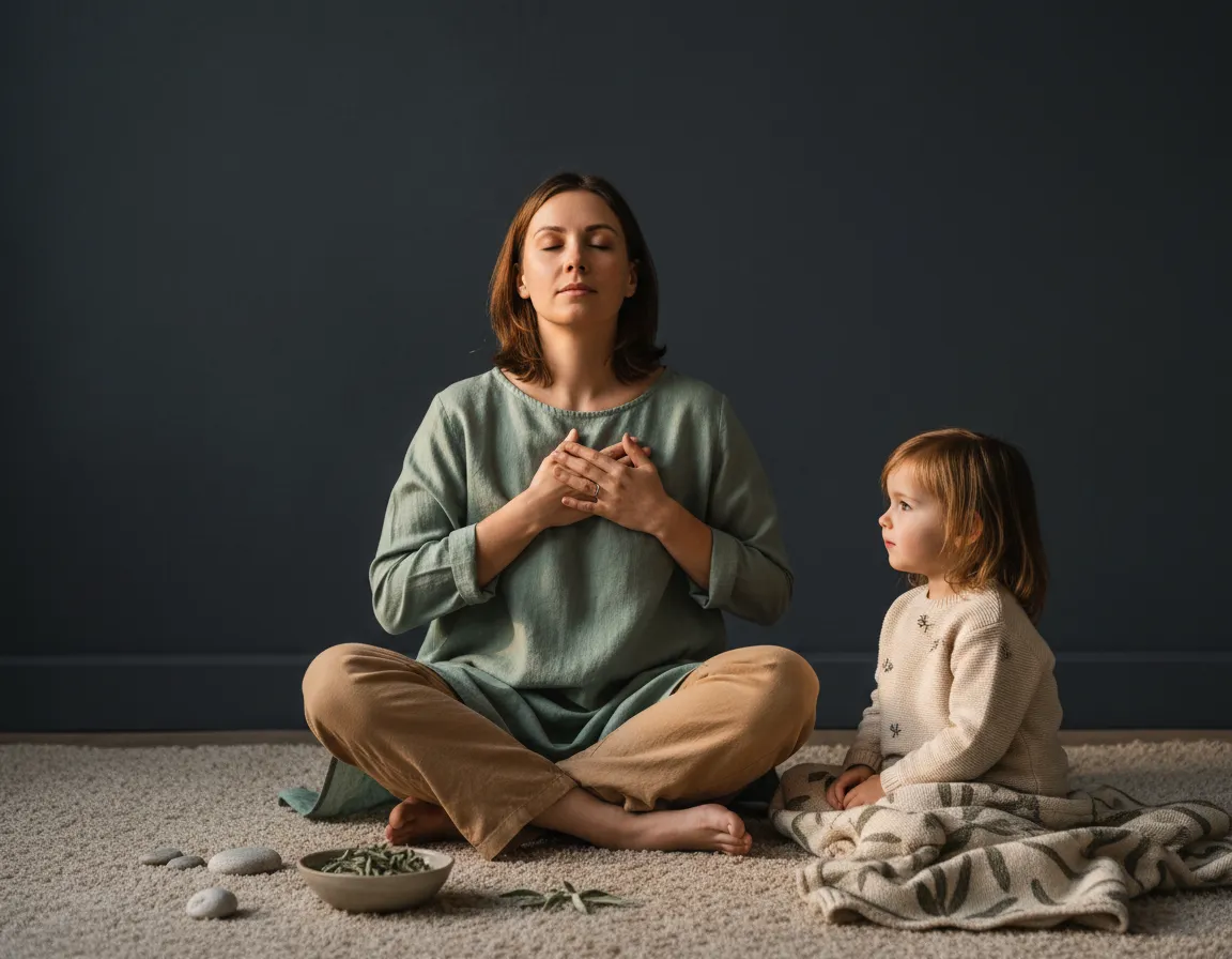 Parent using grounding techniques to regulate nervous system