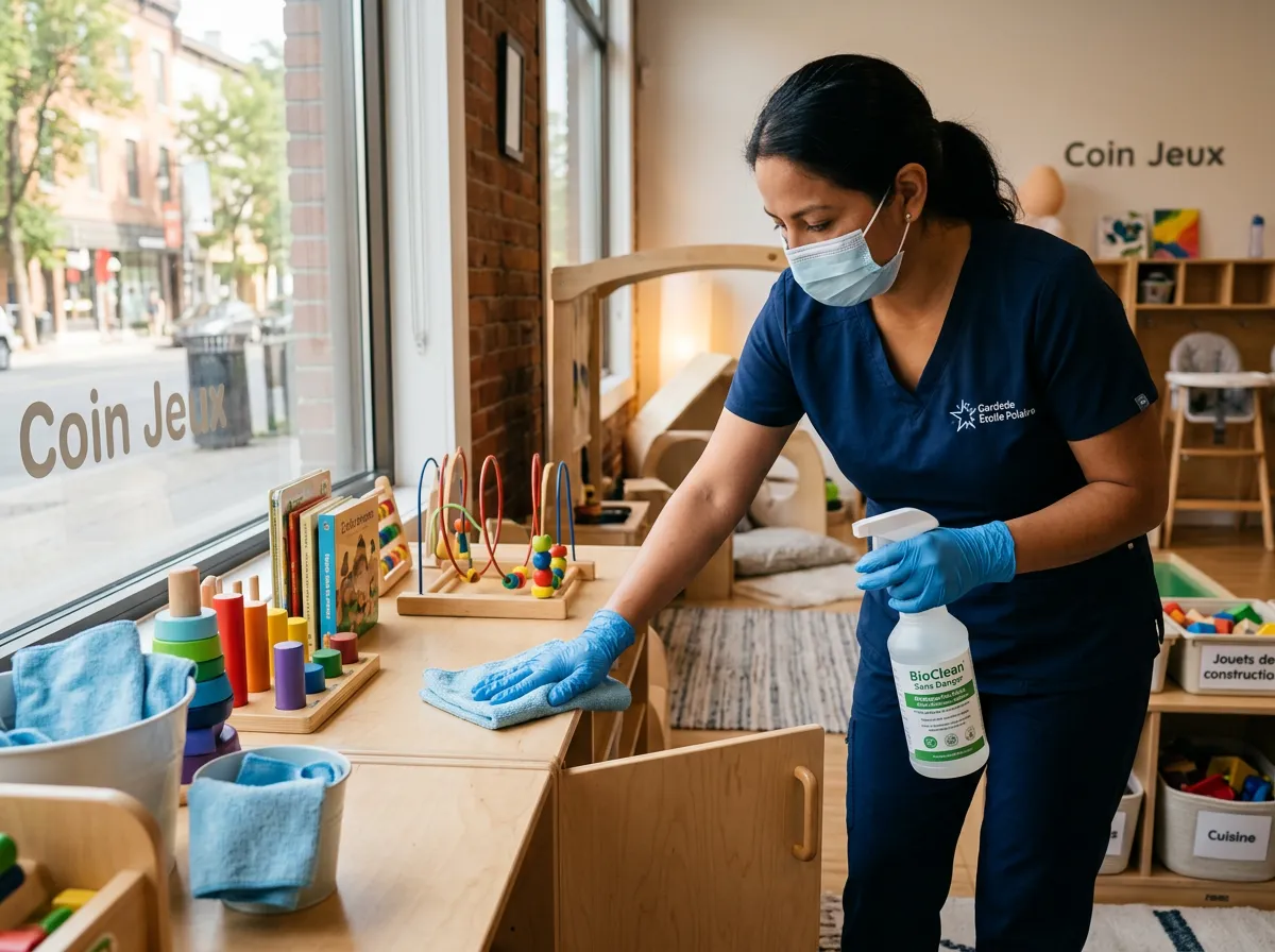 Protocole d’hygiène en garderie : désinfection des surfaces et zones de contact – produits sécuritaires, service à Montréal