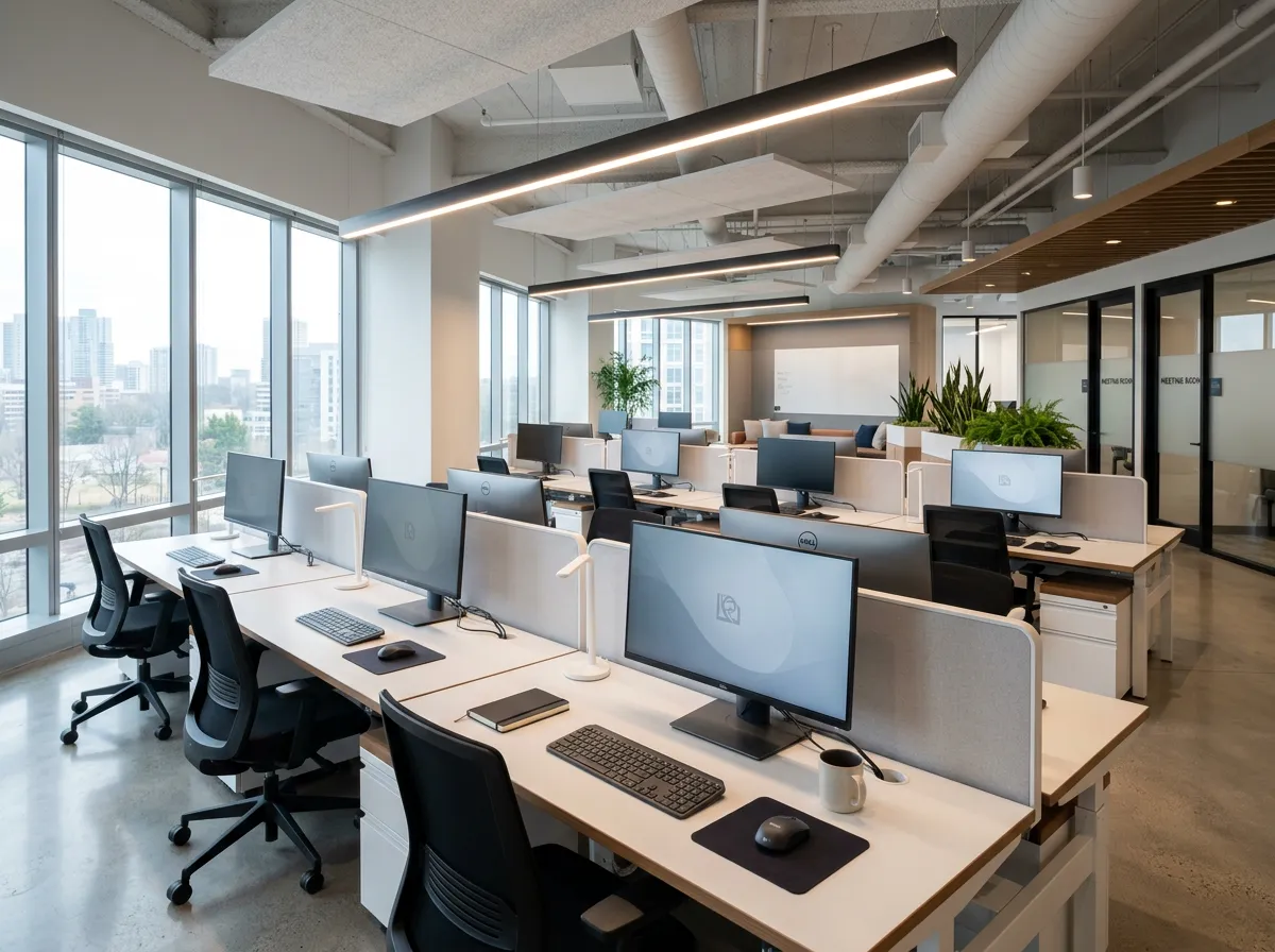 Salle de conférence corporative moderne et lumineuse à Montréal avec surfaces impeccables