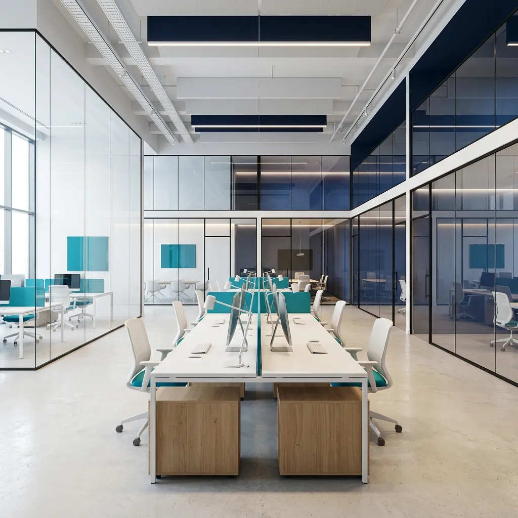 Espace de bureau moderne et impeccable à Montréal nettoyé par Office Ménage