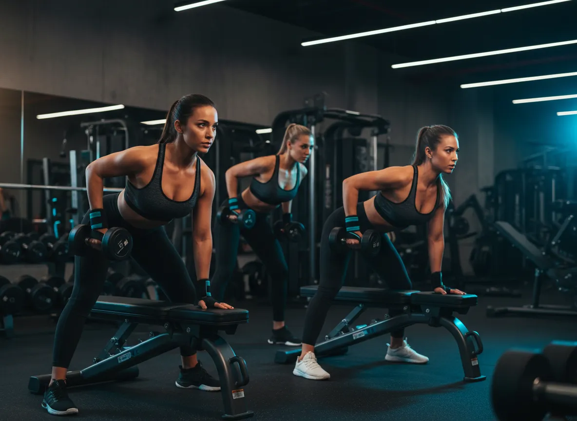 Women performing strength exercises