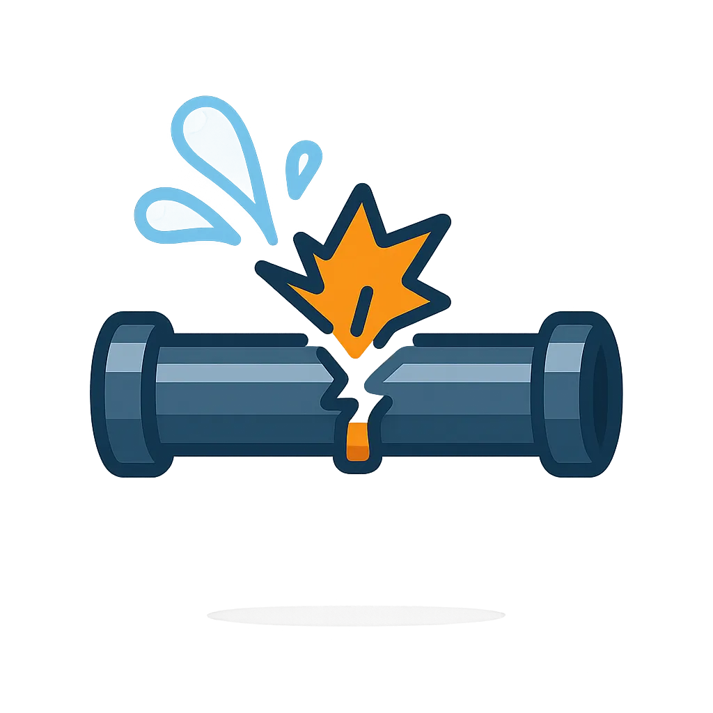 Burst pipe and water damage icon