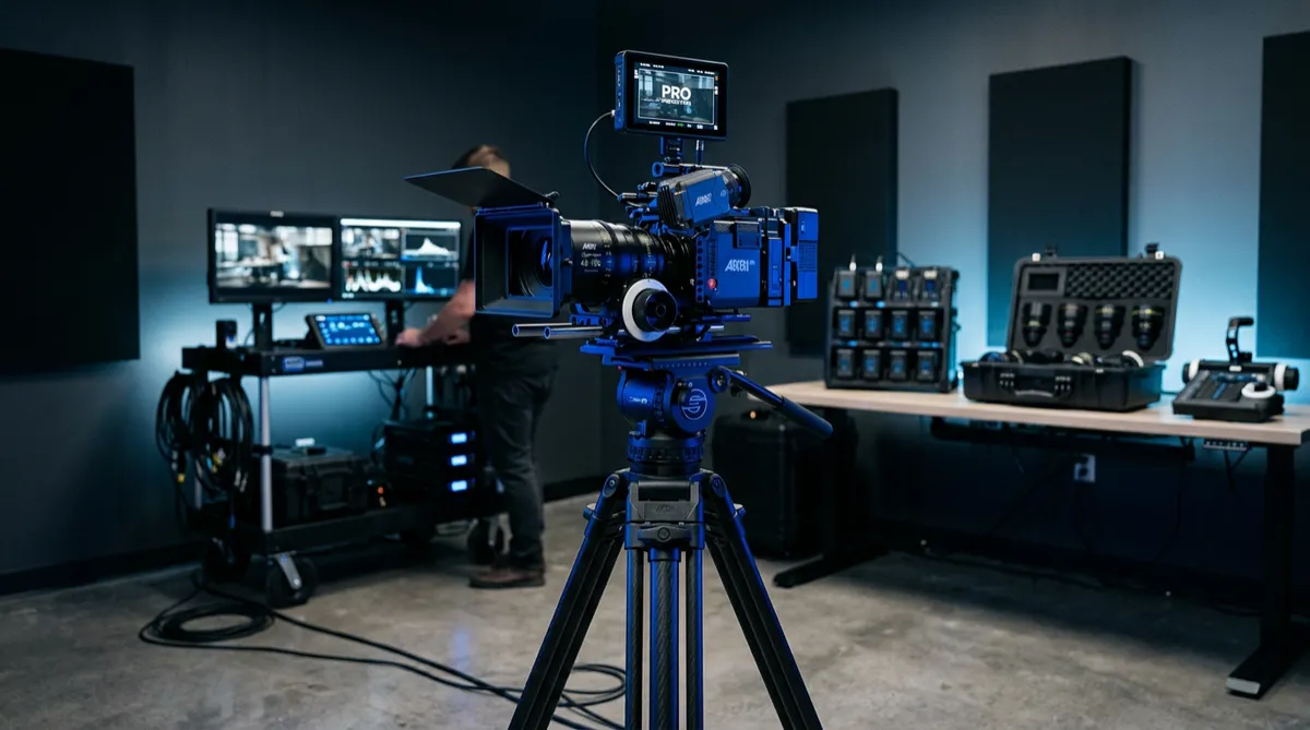 Studio camera and high-end video production setup capturing digital content