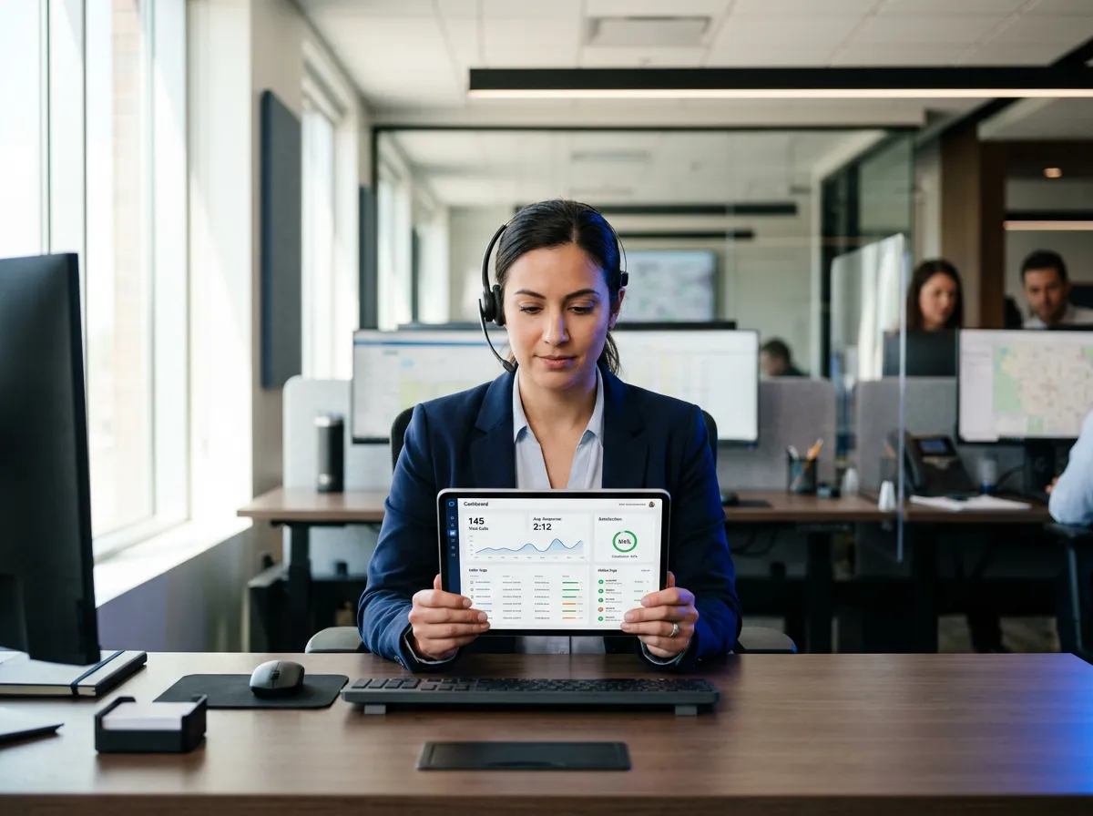Clean professional dispatch dashboard tracking instant caller engagement and response metrics