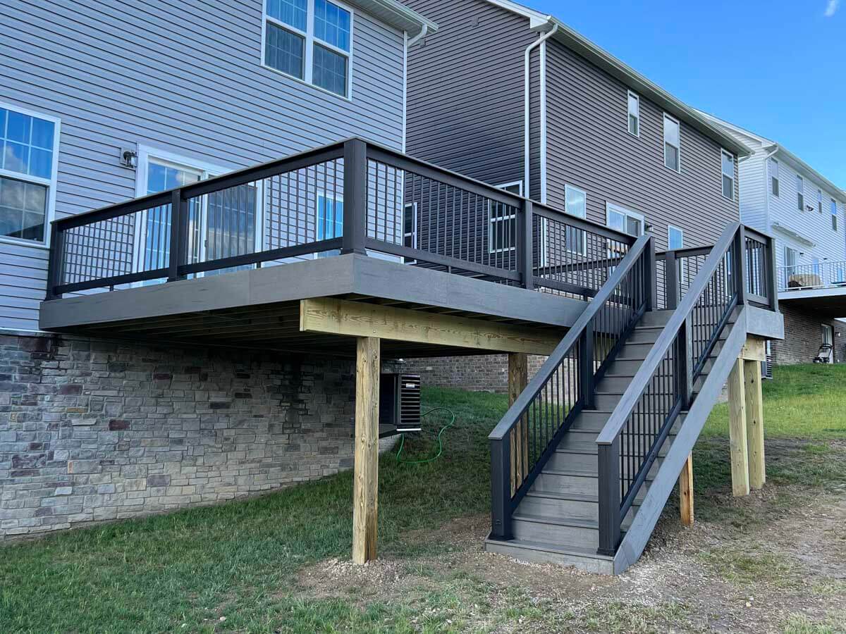 Gray wood deck and railings