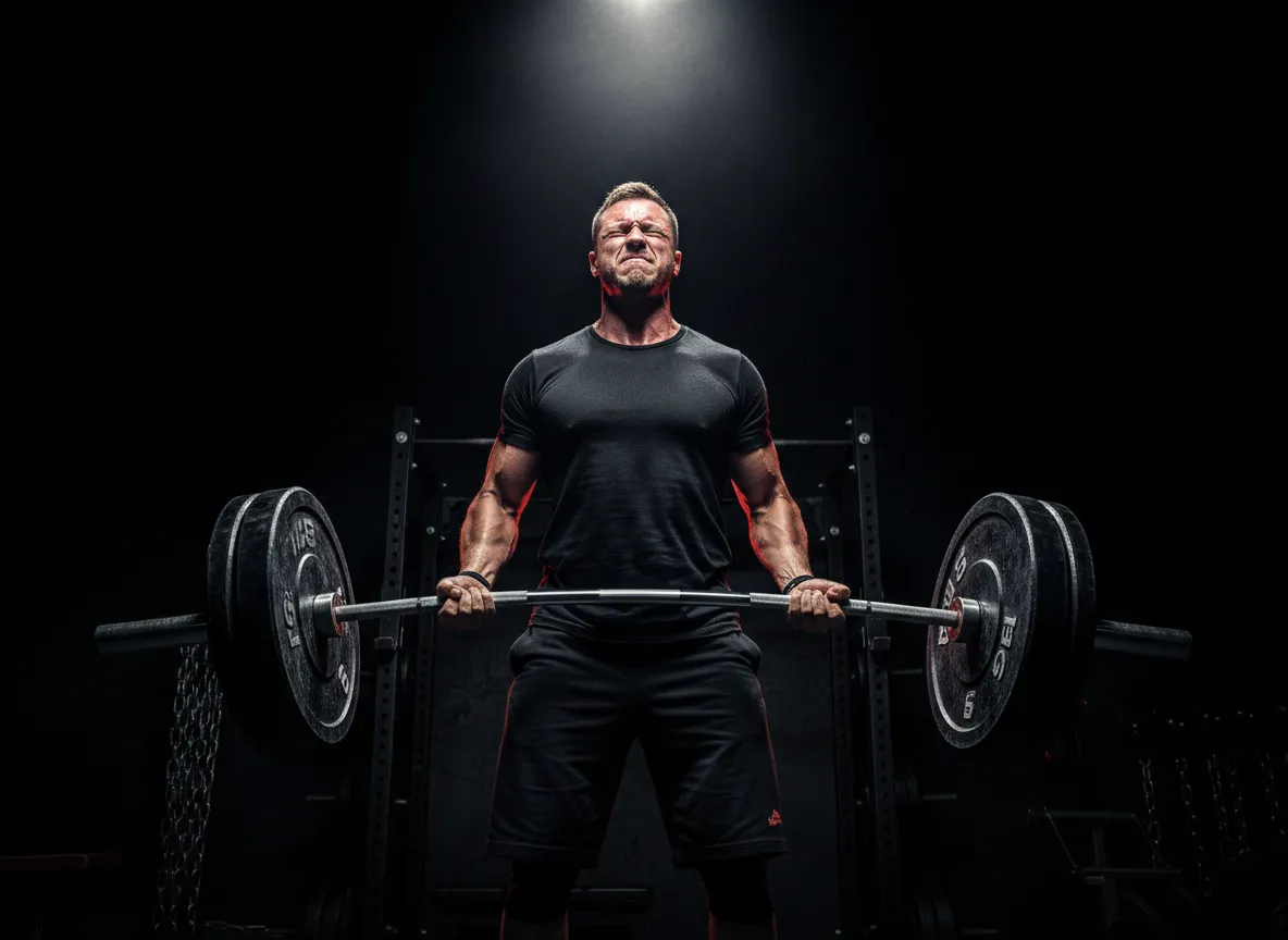 Heavy deadlift or mechanical tension exercise demonstrating overload