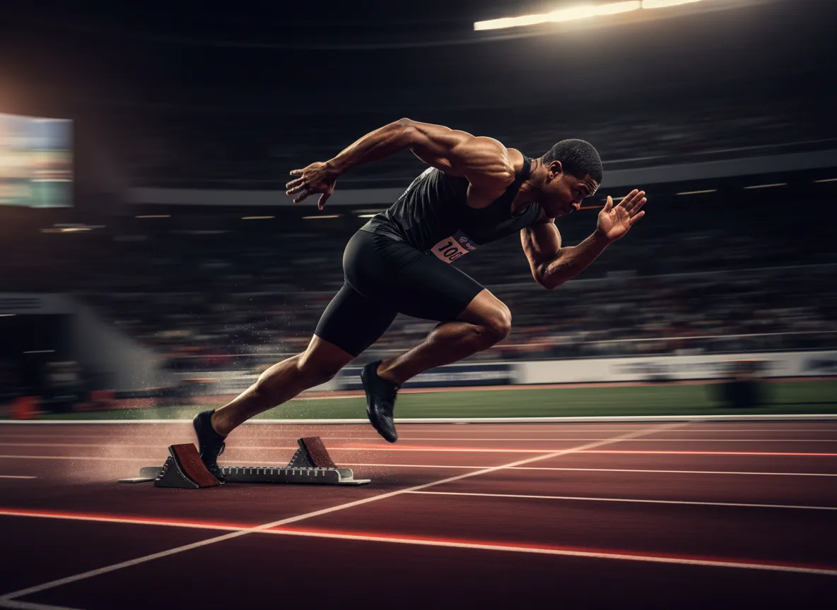 Athlete exhibiting explosive power and functional dominance in the final phase