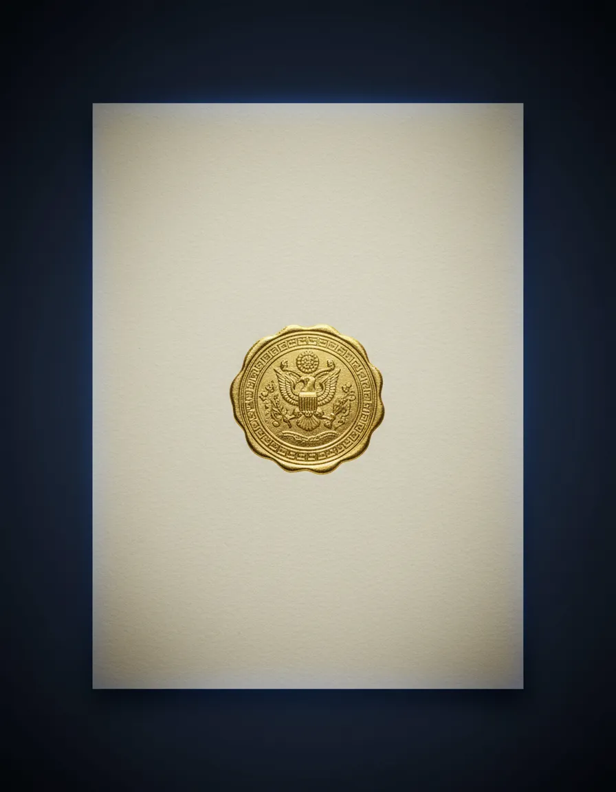 Official legal document with certification seal representing apostille authentication