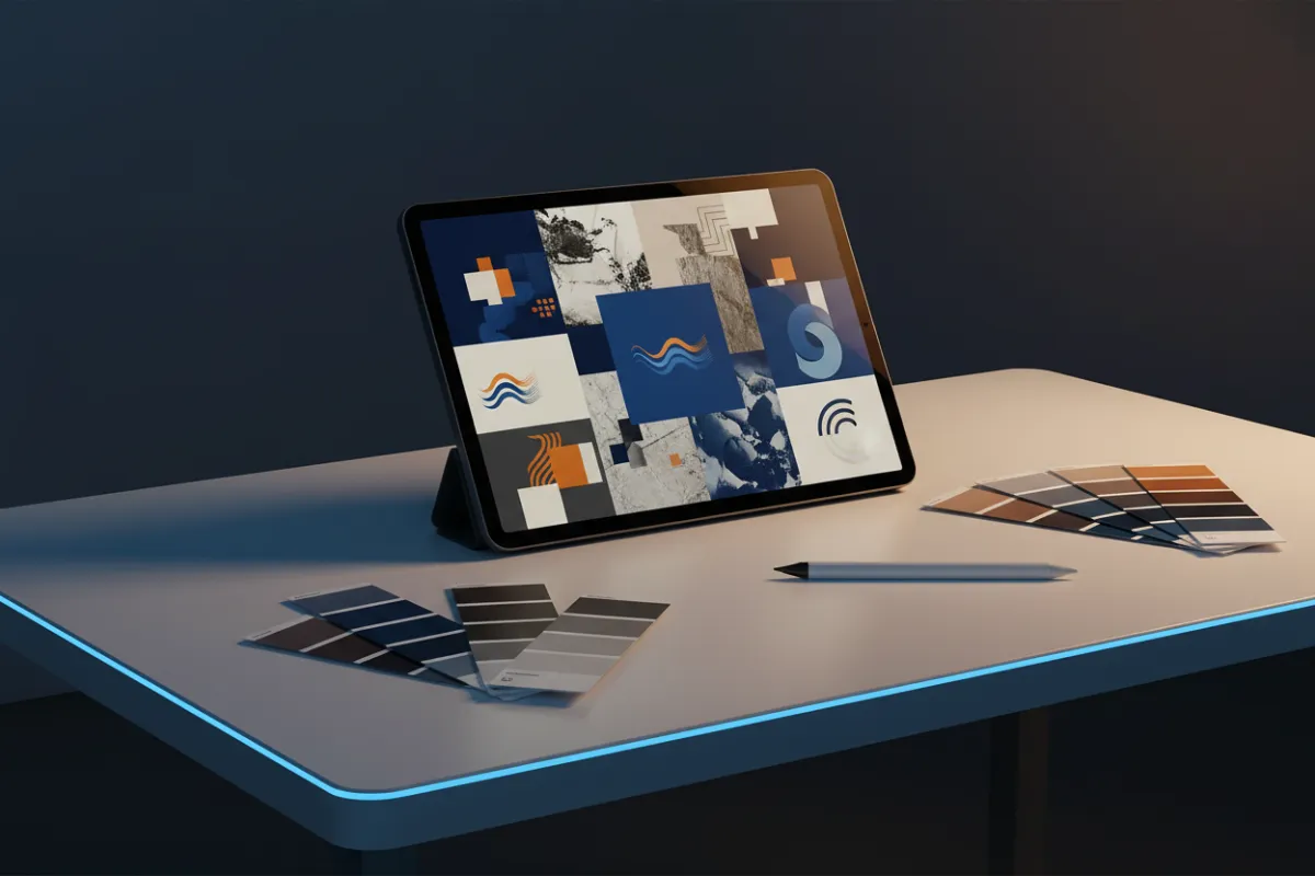 Brand Identity Kit showing digital strategy layouts and typography work