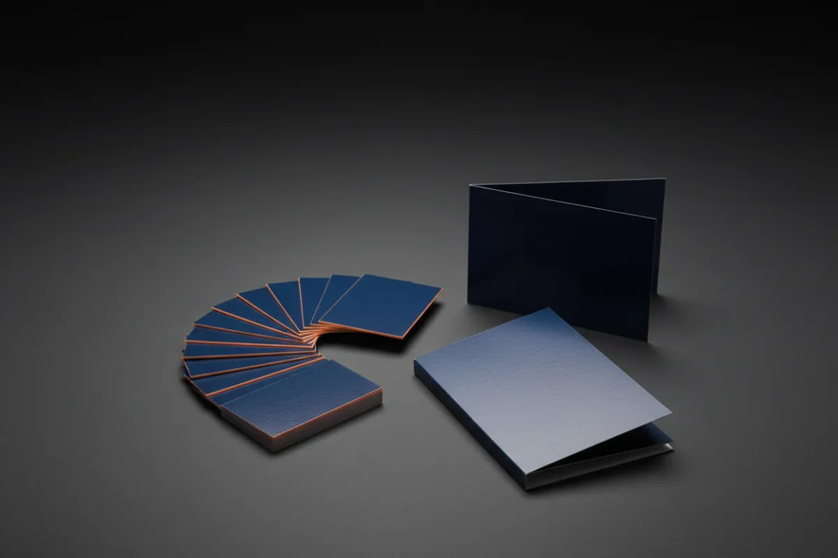 Print Starter Kit displaying premium business cards and thick brochures