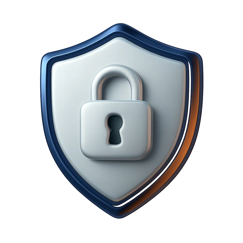 3D floating shield lock icon for secure connection