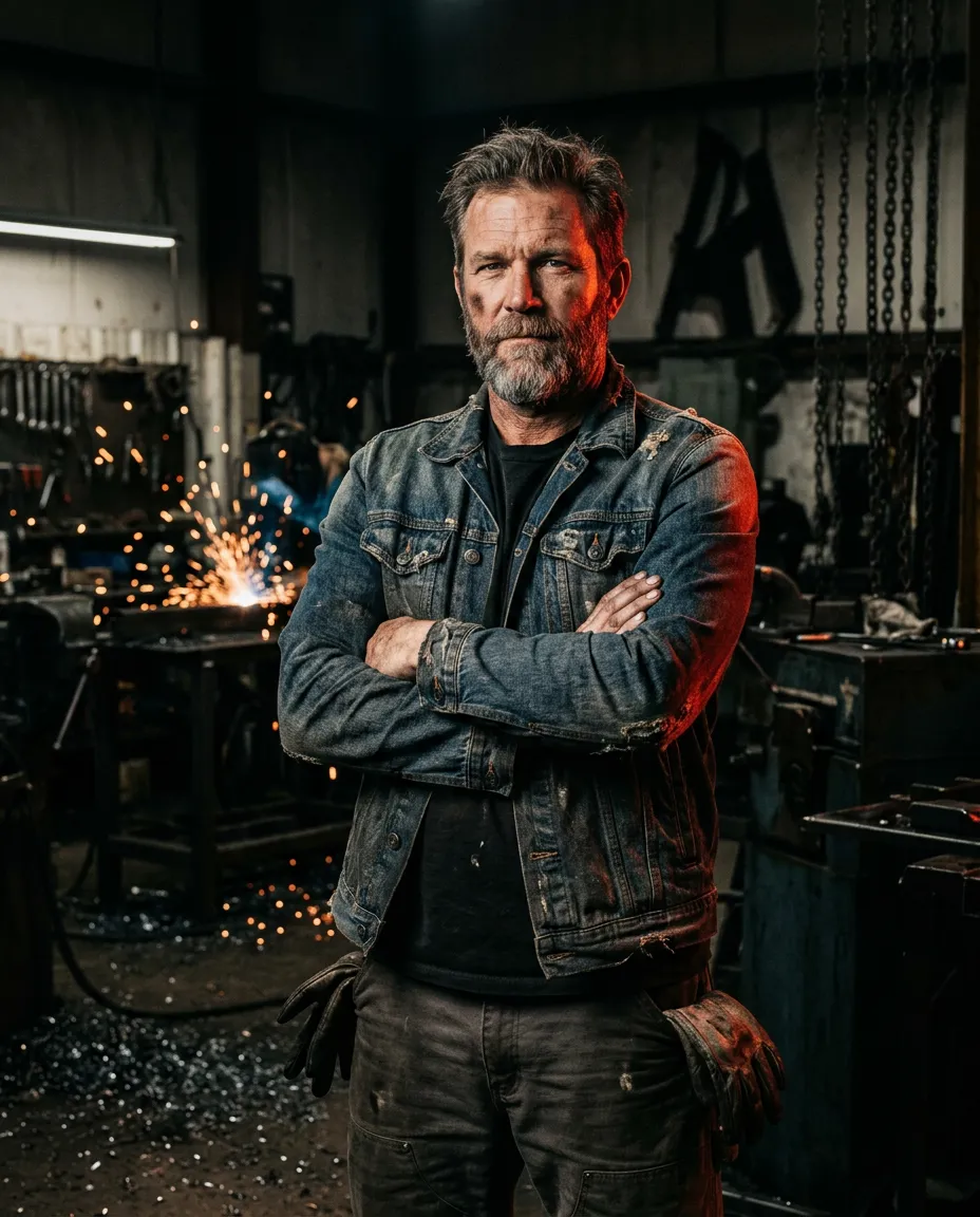 Founder of Metal Dad Media in a high-contrast gritty portrait