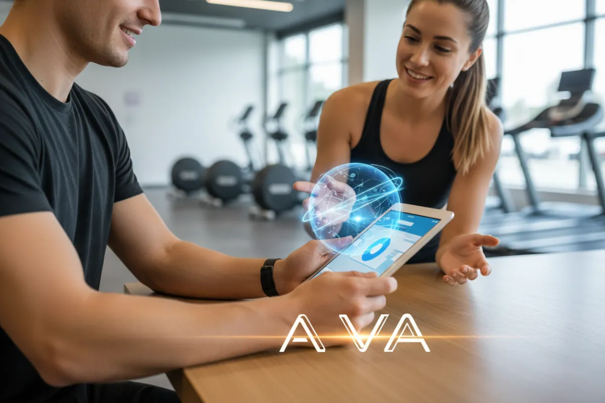 Gym front desk with AI receptionist answering calls 24/7