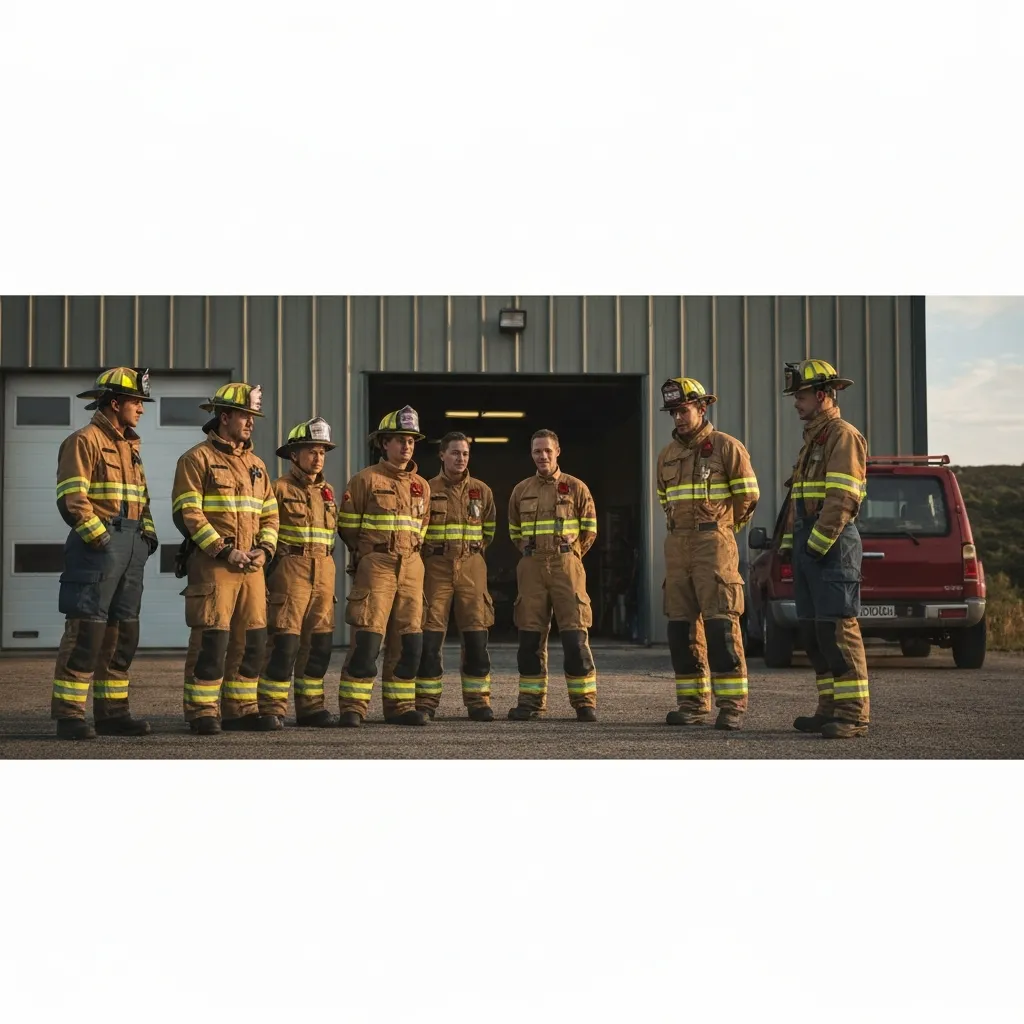 Professional fire station crew briefing