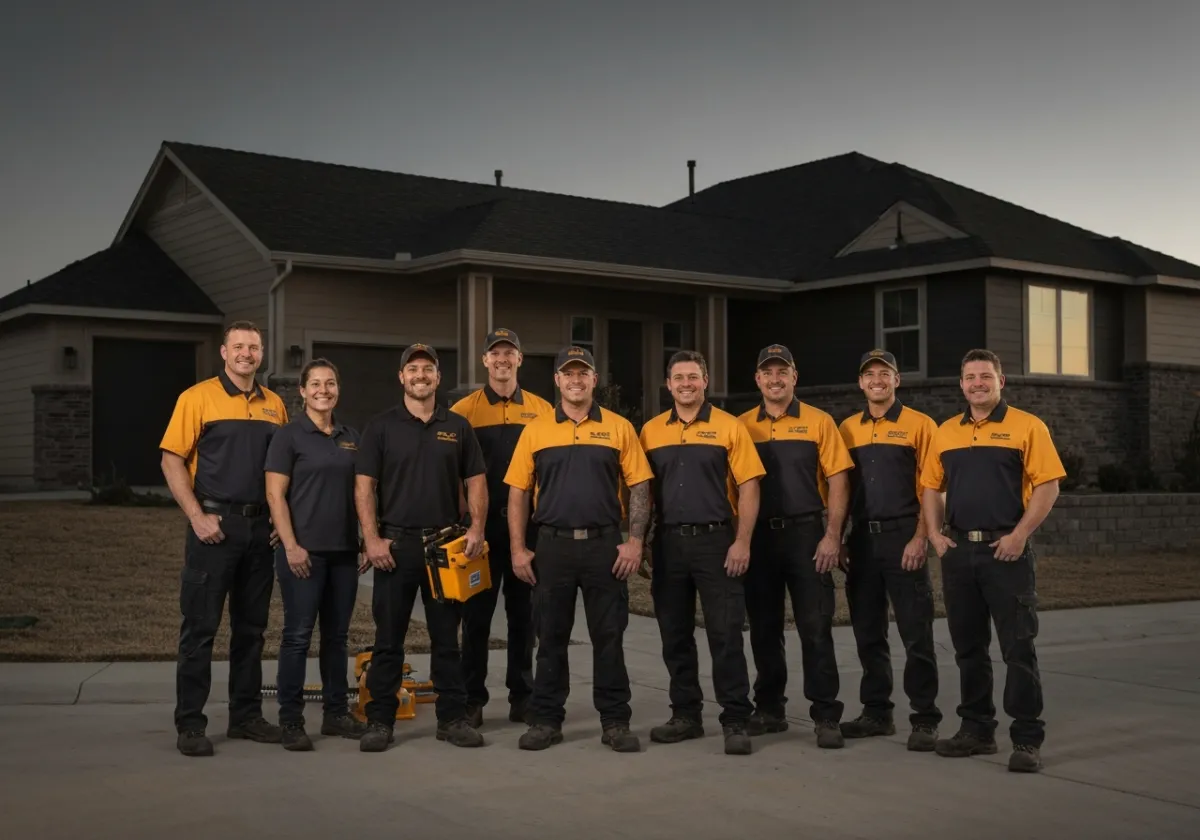 Laredo Sun-Screen professional installation team standing proudly in front of a recently serviced home